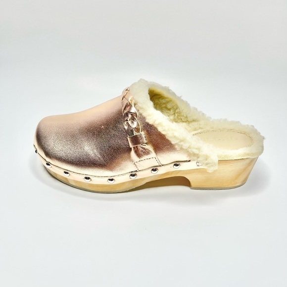 NEW Anthropologie Pilcro Rose Gold Cozy Braided Sherpa-lined Clog US 7/EU 37 - Picture 2 of 10